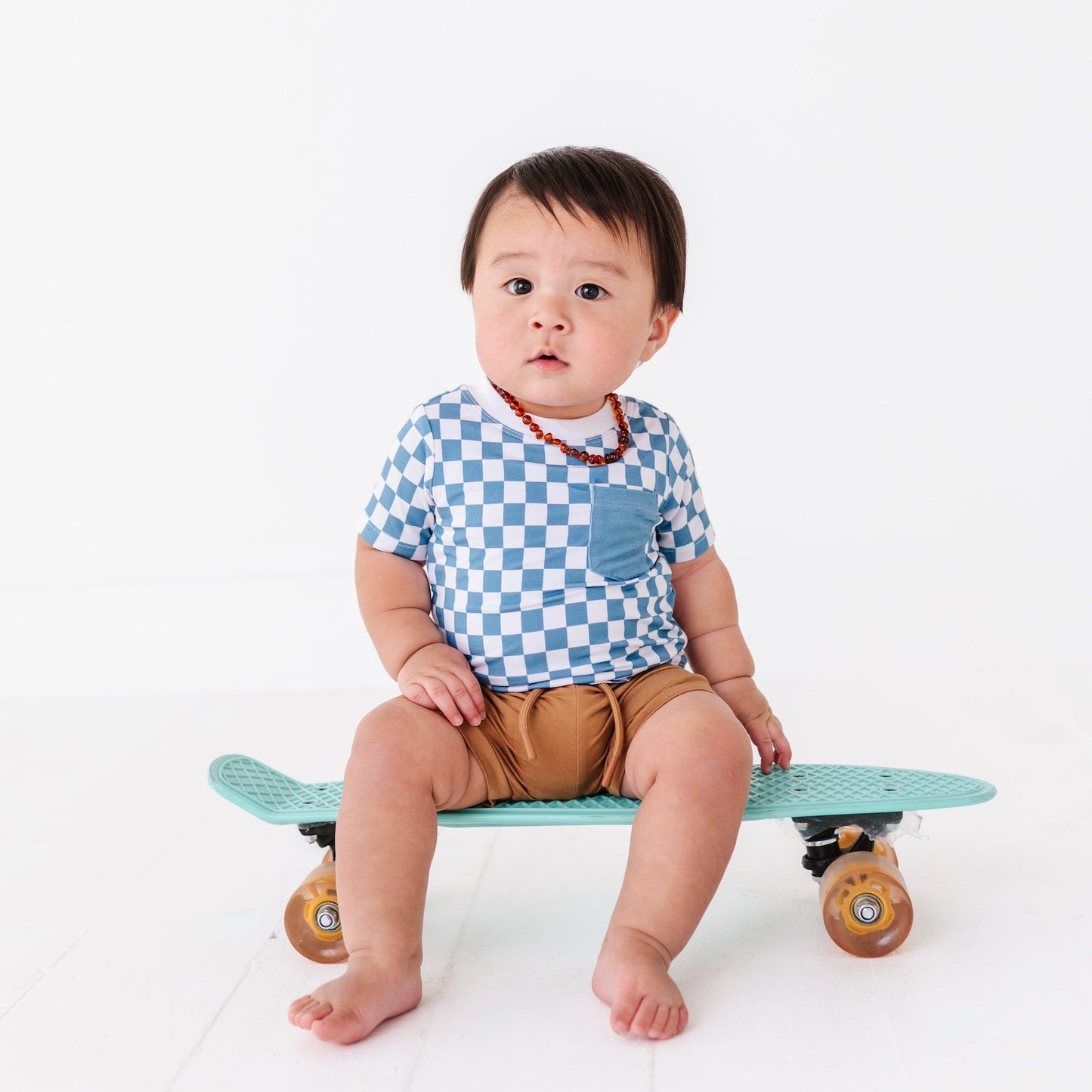 Checkered Pocket Tee Onesie