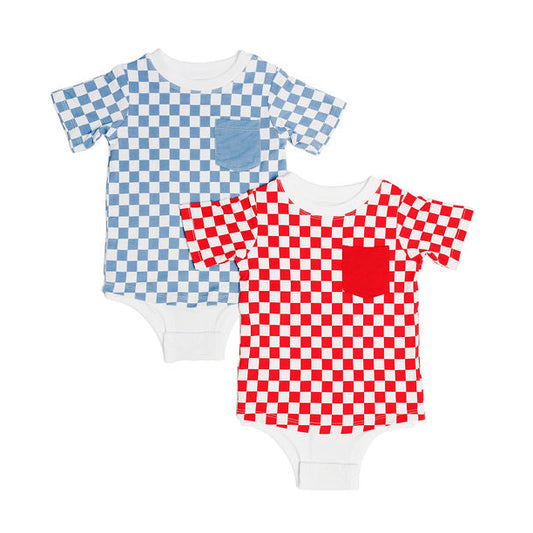 Checkered Pocket Tee Onesie