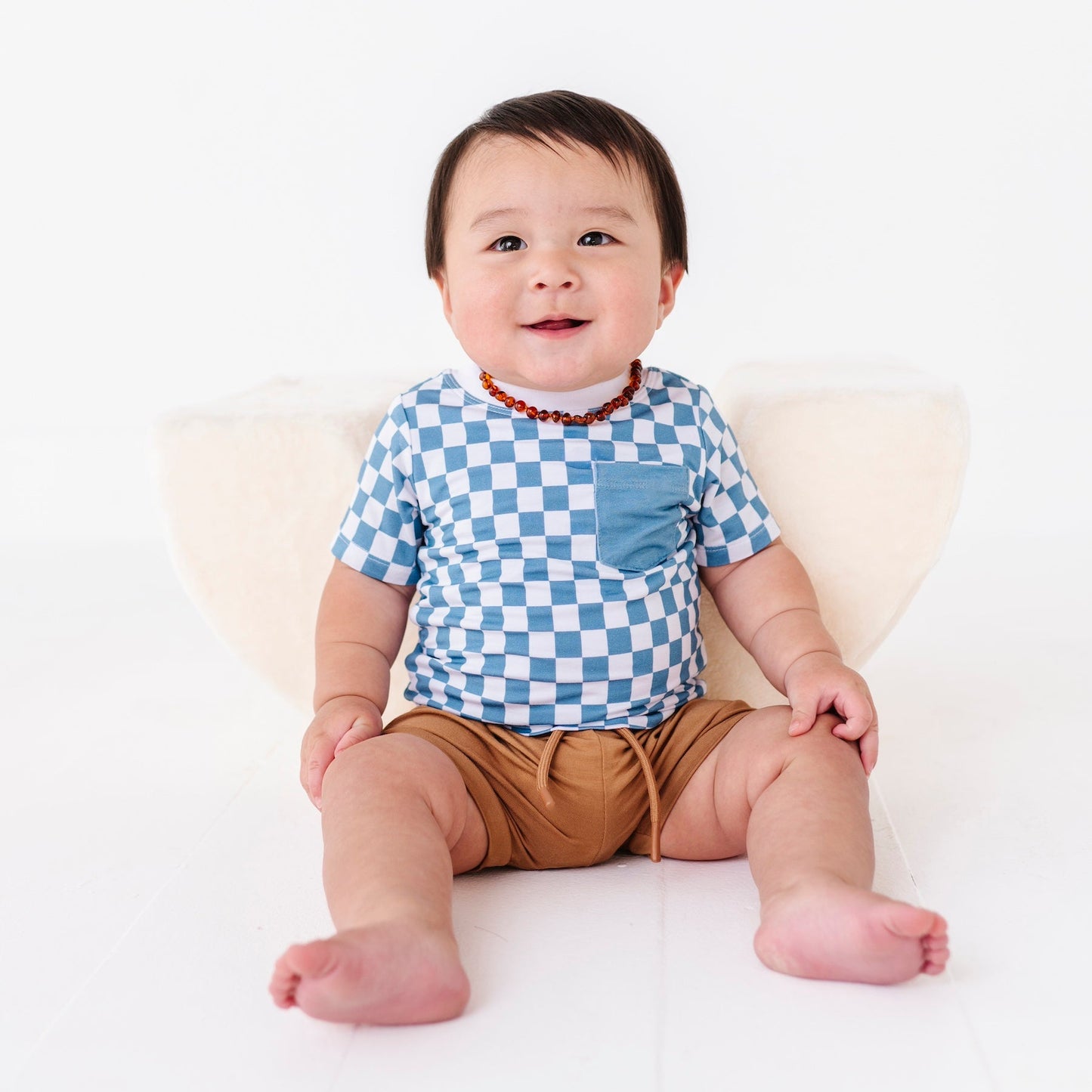 Checkered Pocket Tee Onesie