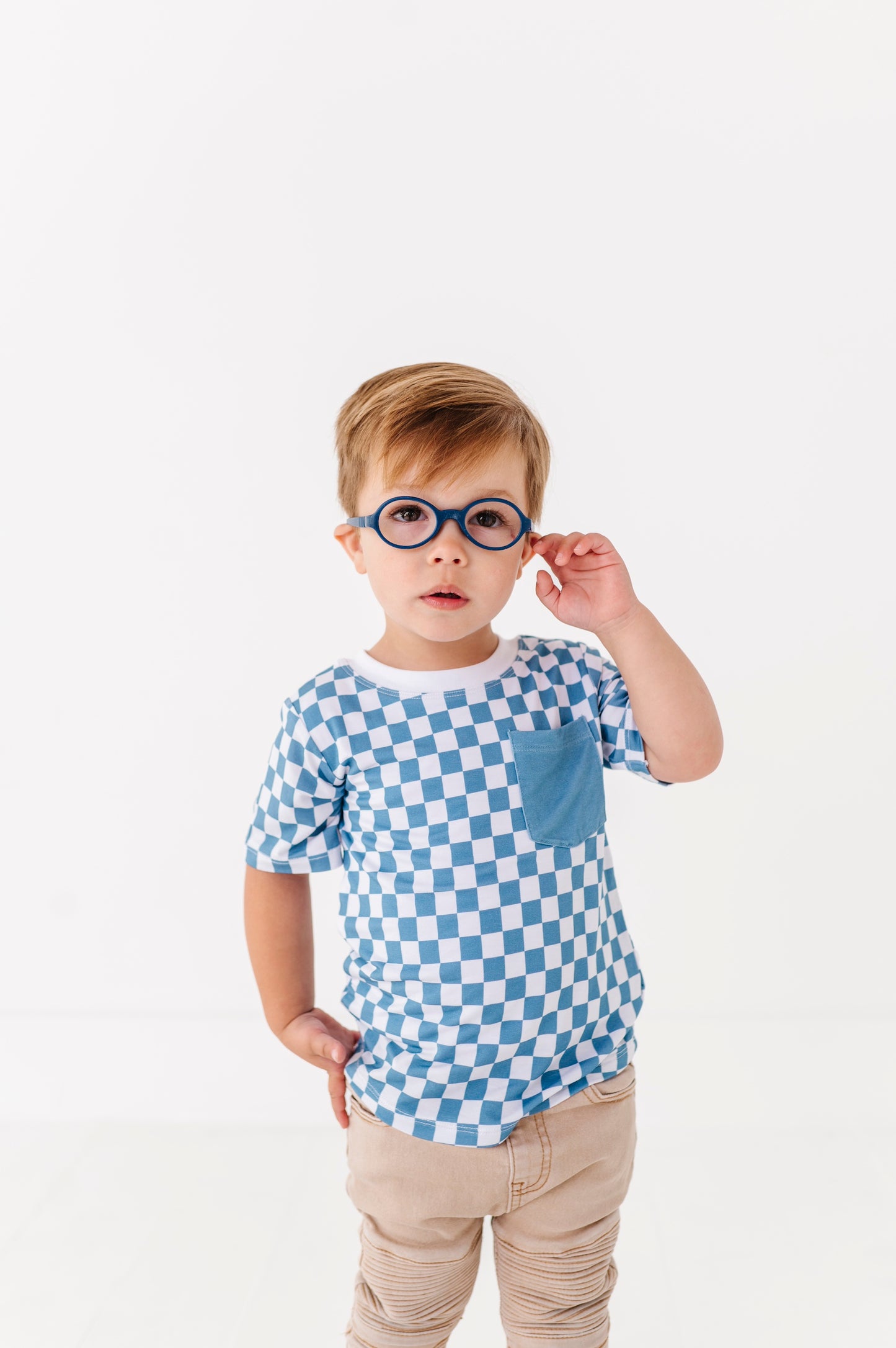 Checkered Pocket Tee Onesie