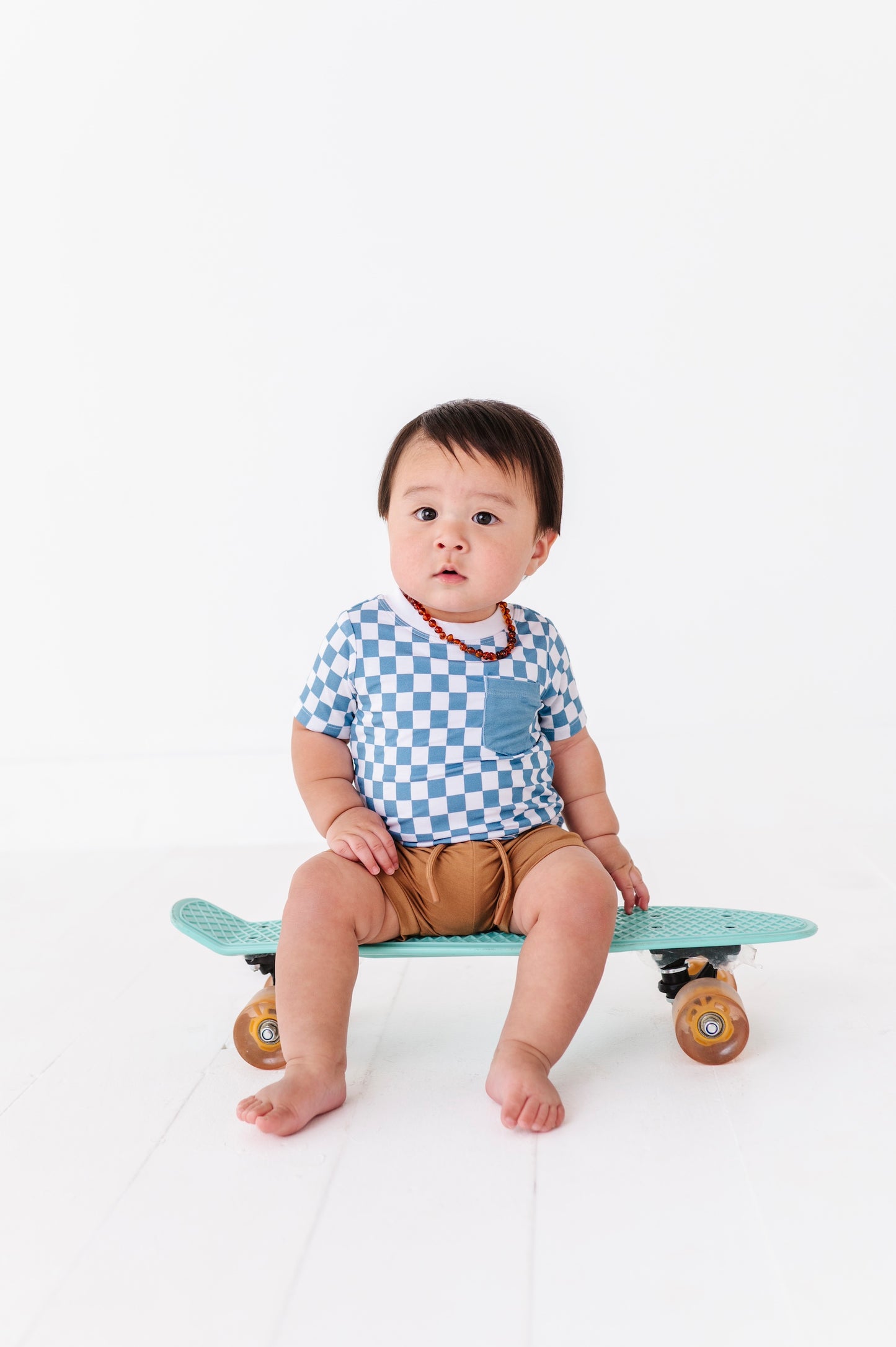 Checkered Pocket Tee Onesie