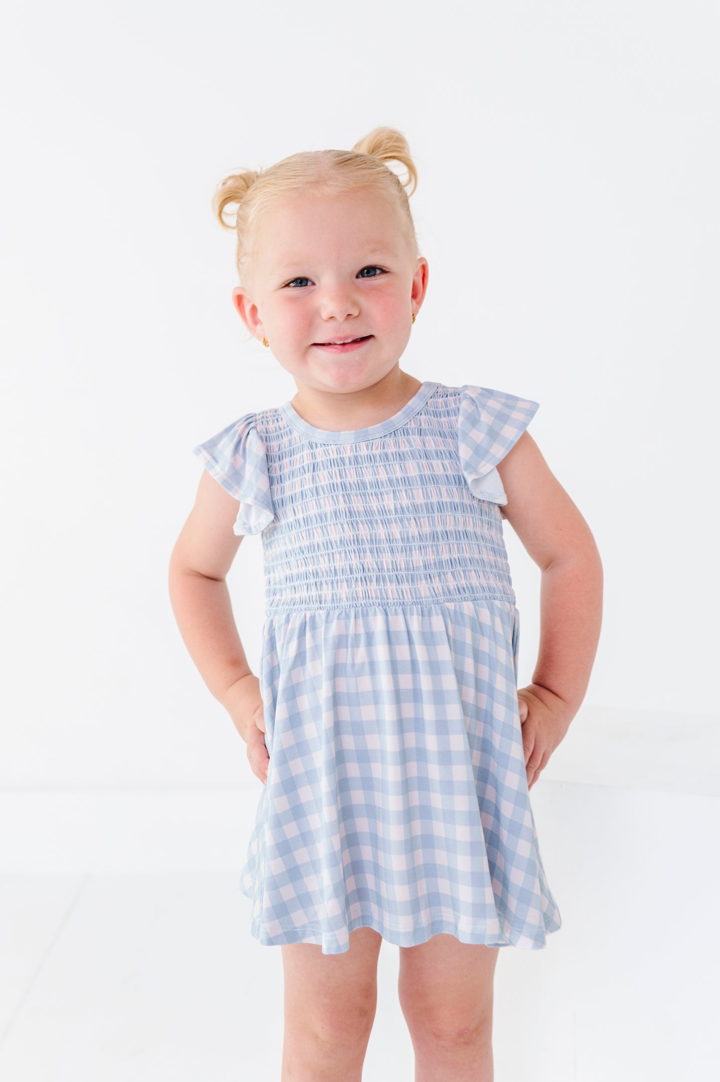 Blue Gingham Scrunch Dressie
