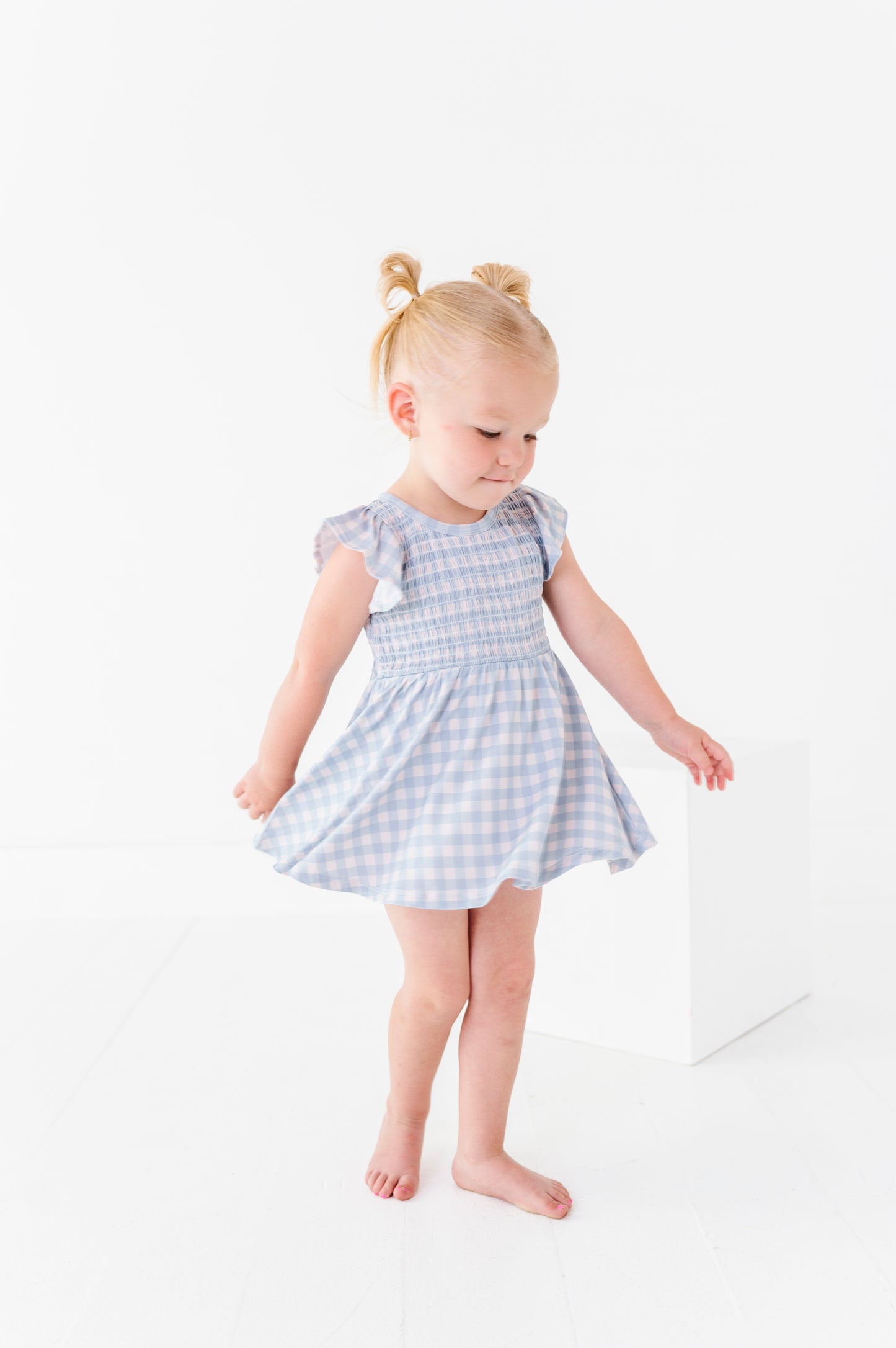 Blue Gingham Scrunch Dressie