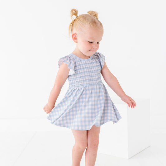 Blue Gingham Scrunch Dressie