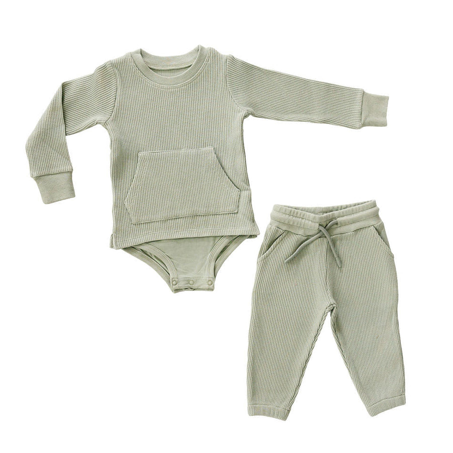 Waffle Sweatshirt Onesie + Sweatpant Set