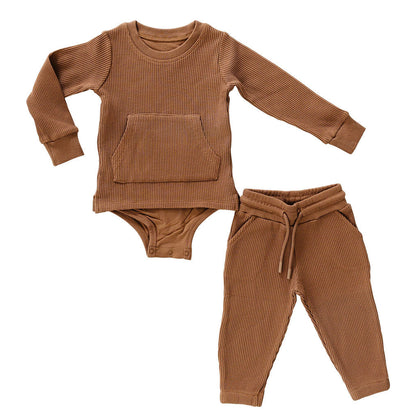 Waffle Sweatshirt Onesie + Sweatpant Set