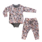 Camo Prints Sweatshirt Onesie + Sweatpant Set