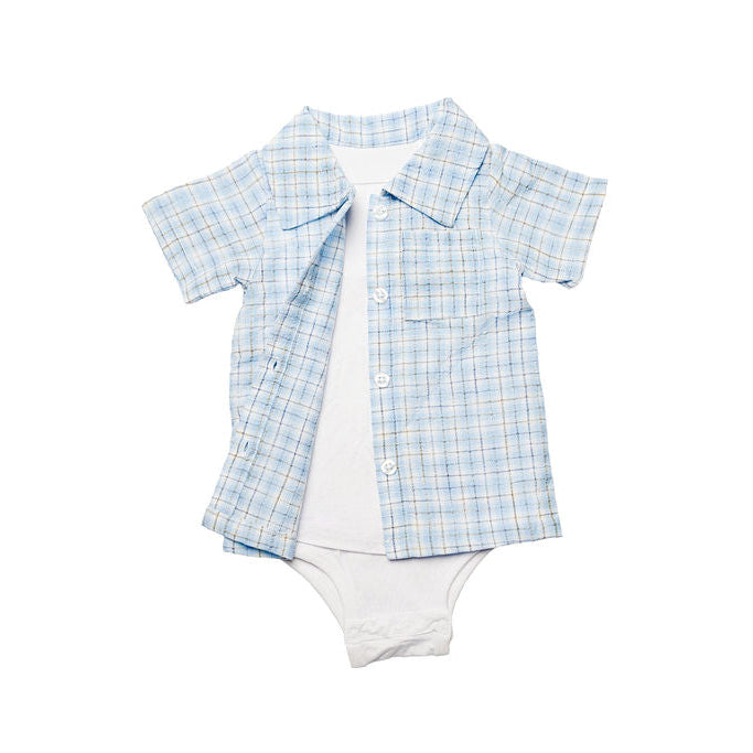 Plaid Button-Up Onesie Tee