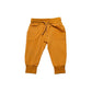 Brown baby jogger pants with drawstring on a white background