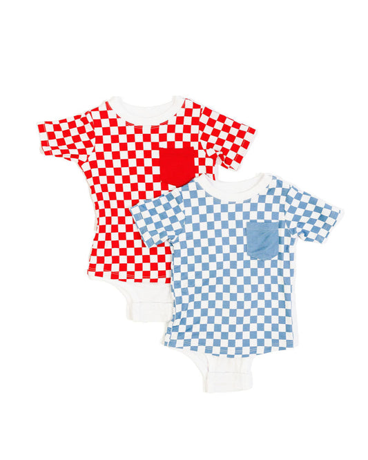 Checkered Pocket Tee Onesie