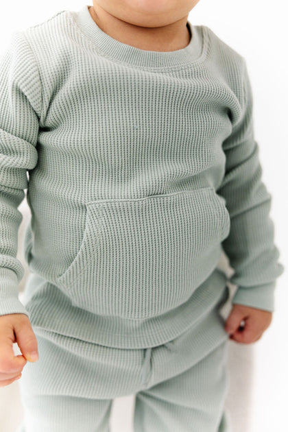Waffle Sweatshirt Onesie + Sweatpant Set