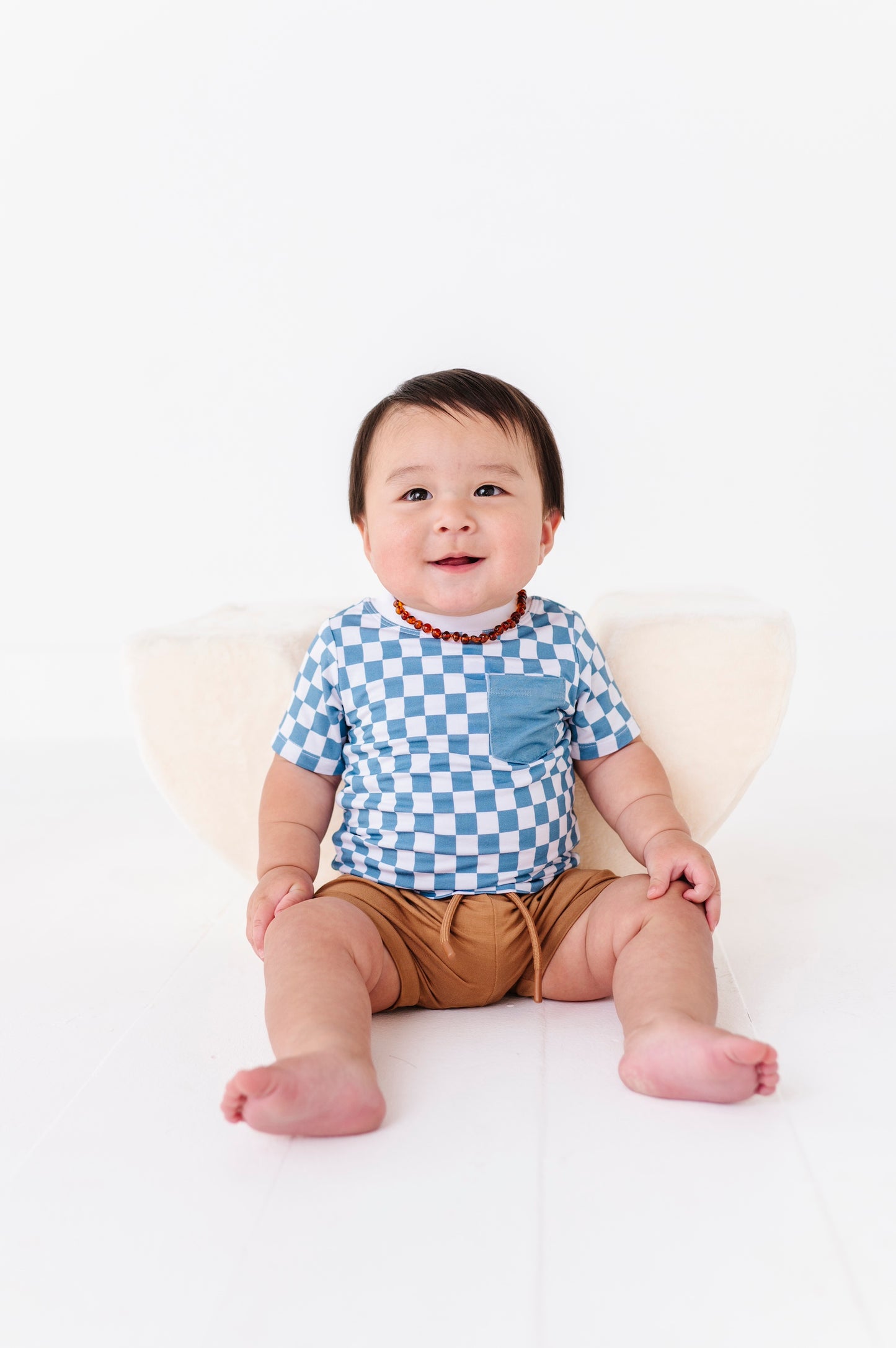 Checkered Pocket Tee Onesie