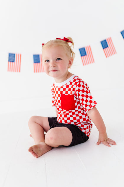 Checkered Pocket Onesie Tee