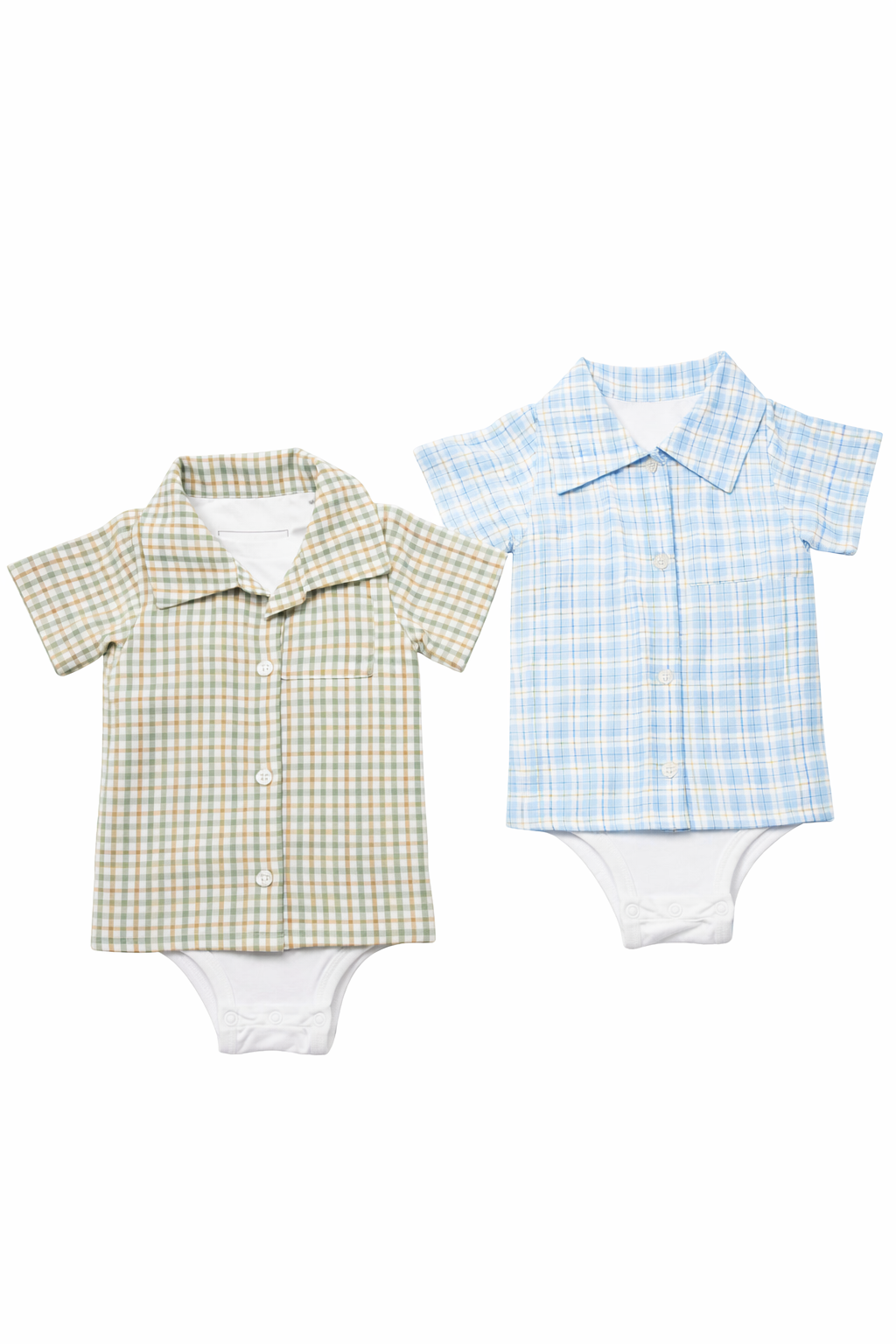 Plaid Button-Up Onesie Tee