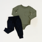 Olive Pocket Onesie & Black Jogger Set