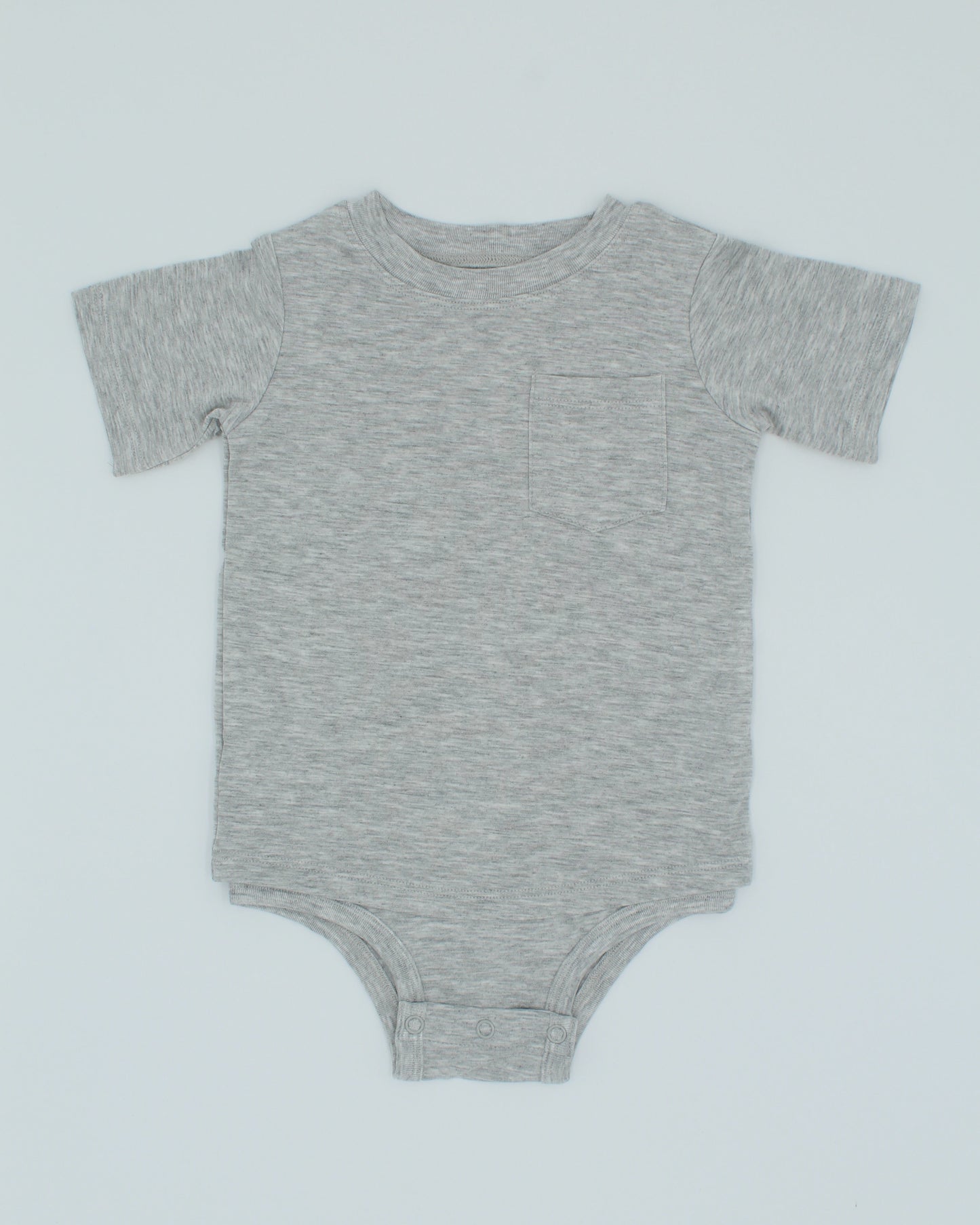 Gray baby onesie on a light gray background